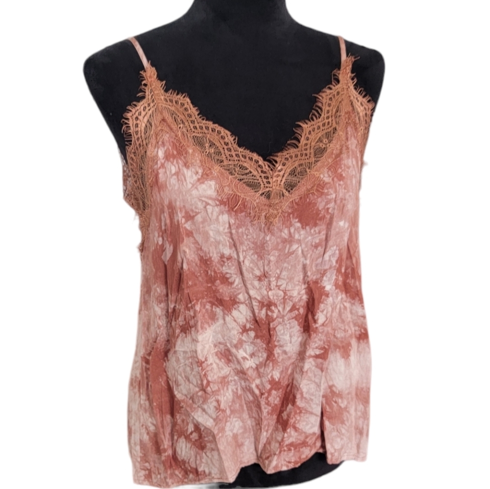 Vici Swing Into Spring Brown Tie Dye Lace Cami Size Medium - Picture 3 of 7